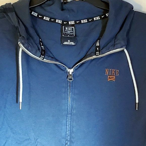 Nike Hoodie Full Zip Striped Sleeve Blue Mens Sweatshirt - Picture 2 of 7